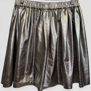 MSGM Silver Metallic Pleated Skirt IT 46 US 10 Made In Italy Euro Chic Designer